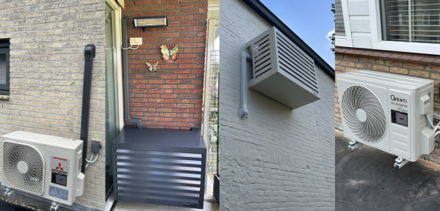 Vergelijking van airco buitenunits aan huismuren 2023.