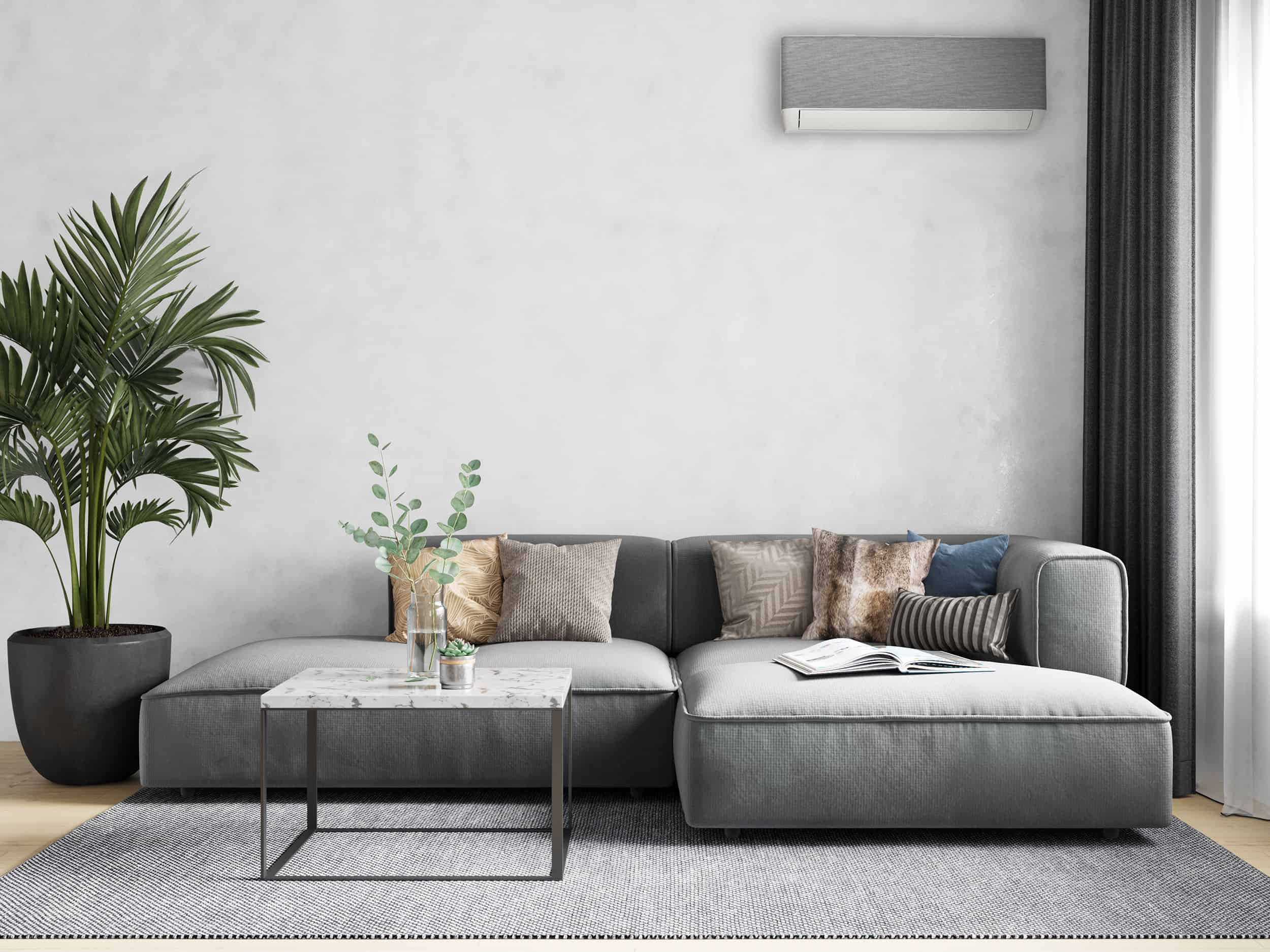 Stijlvolle woonkamer met moderne inrichting en planten 2023